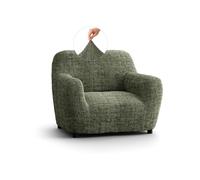 PAULATO - Funda de Sofá 1 Plaza Sillón de Microfibra con Estampado, Tejido Biextensible Antirrayas Lavable a Máquina, Certificado Oeko-Tex, Diseño Vittoria Verde - Made in Italy