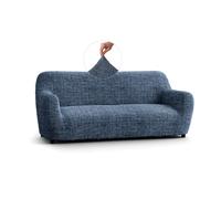 PAULATO - Funda de Sofá 3 Plazas de Microfibra con Estampado, Tejido Biextensible Antirrayas Lavable a Máquina, Certificado Oeko-Tex, Diseño Vittoria Azul - Made in Italy