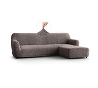 PAULATO - Funda de Sofá Chaise Longue Derecha (Visto Desde el Frente) Microfibra Estampado, Tejido Antirrayas Lavable a Máquina, Certificado Oeko-Tex, Diseño Venezia Marrón - Made in Italy