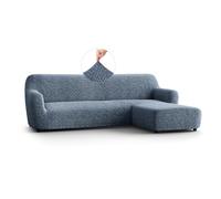 PAULATO - Funda de Sofá Chaise Longue Derecha (Visto Desde el Frente) Microfibra Estampado, Tejido Antirrayas Lavable a Máquina, Certificado Oeko-Tex, Diseño Venezia Azul - Made in Italy