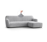 PAULATO - Funda de Sofá Chaise Longue Derecha (Visto Desde el Frente) Microfibra Estampado, Tejido Antirrayas Lavable a Máquina, Certificado Oeko-Tex, Diseño Venezia Gris - Made in Italy