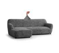 PAULATO - Funda de Sofá Chaise Longue Izquierda (Visto Desde el Frente) Microfibra Estampado, Tejido Antirrayas Lavable a Máquina, Certificado Oeko-Tex, Diseño Vittoria Gris - Made in Italy