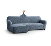 PAULATO - Funda de Sofá Chaise Longue Izquierda (Visto Desde el Frente) Microfibra Estampado, Tejido Antirrayas Lavable a Máquina, Certificado Oeko-Tex, Diseño Venezia Azul - Made in Italy