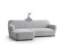 PAULATO - Funda de Sofá Chaise Longue Izquierda (Visto Desde el Frente) Microfibra Estampado, Tejido Antirrayas Lavable a Máquina, Certificado Oeko-Tex, Diseño Venezia Gris - Made in Italy