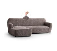 PAULATO - Funda de Sofá Chaise Longue Izquierda (Visto Desde el Frente) Microfibra Estampado, Tejido Antirrayas Lavable a Máquina, Certificado Oeko-Tex, Diseño Venezia Marrón - Made in Italy