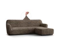 PAULATO - Funda de Sofá con Chaise Longue Derecha en Microfibra con Estampado, Tejido Biextensible Antirrayas Lavable a Máquina, Certificado Oeko-Tex, Diseño Vittoria Marrón - Made in Italy