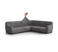 PAULATO - Funda de Sofá Esquinero en Microfibra con Estampado, Tejido Biextensible Antirrayas Lavable a Máquina, Certificado Oeko-Tex, Diseño Vittoria Gris - Made in Italy