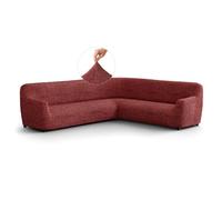 PAULATO - Funda de Sofá Esquinero en Microfibra con Estampado, Tejido Biextensible Antirrayas Lavable a Máquina, Certificado Oeko-Tex, Diseño Vittoria Burdeos - Made in Italy