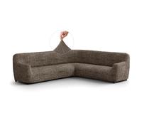 PAULATO - Funda de Sofá Esquinero en Microfibra con Estampado, Tejido Biextensible Antirrayas Lavable a Máquina, Certificado Oeko-Tex, Diseño Vittoria Marrón - Made in Italy