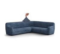 PAULATO - Funda de Sofá Esquinero Microfibra Estampado, Tejido Antirrayas Lavable a Máquina, Certificado Oeko-Tex, Diseño Vittoria Azul - Made in Italy