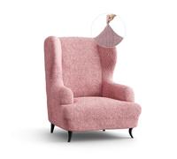 PAULATO - Funda elástica para Sillón orejero 1 Plaza (Wing Chair) de Microfibra, Tejido Antiarañazos Lavable a máquina, Tecnología patentada WavyTech - Rosa