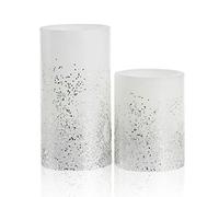 Pauleen 48008 2 Glowing Glitter Candle Velas LED auténtica con llama titilante cálido Cera blanco y plateado, 2er-Set