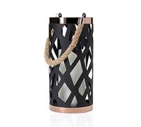 Pauleen 48012 Farol con vela LED Lantern Soul Farol decorativo blanco cálido con efecto titilante para exterior blanco y negro IP44 metal/plástico