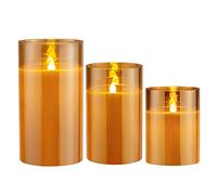 Pauleen 48121 vela de cera Classy Golden Candle con pila y temporizador de 6 horas, set de 3 velas LED