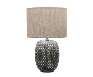 Pauleen 48153 luminaria de sobremesa Pretty Classy, lámpara de cerámica con pantalla de tela, máx. 60 W E27 gris oscuro/beige 230 V cerámica