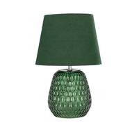 Pauleen 48157 luminaria de sobremesa Crystal Velours, pantalla de tela aterciopelada, lámpara de vidrio verde, máx. 40 W E14 verde 230 V vidrio/tela