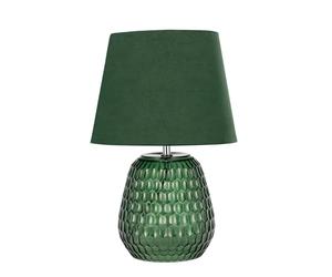 Pauleen 48157 luminaria de sobremesa Crystal Velours, pantalla de tela aterciopelada, lámpara de vidrio verde, máx. 40 W E14 verde 230 V vidrio/tela