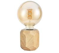Pauleen 48159 luminaria de sobremesa Woody Sparkle, lámpara de sobremesa escandinava de madera, lámpara de cubo, máx. 25 W E27 madera 230 V