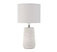 Pauleen Table luminaire 48215 Luminaria de sobremesa Pretty Purity, máx. 20 W, Hecha a Mano, Blanco, Gris, lámpara mesita de Noche Estilo Natural, Tela, hormigón, E14