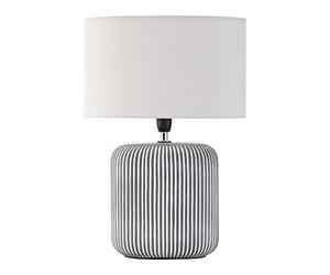 Pauleen 48218 Luminaria de sobremesa Pure Shine, máx. 20 W, hecha a mano, gris, blanco, lámpara para mesita de noche estilo boho, tela, cerámica, E14