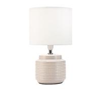 Pauleen 48219 Luminaria de sobremesa Bright Soul, máx. 20 W, hecha a mano, crema, beige, lámpara para mesita de noche estilo boho, tela, cerámica, E14