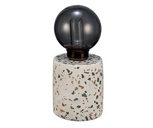 Pauleen 48280 Elegant Flare Lámpara de sobremesa LED portátil, Temporizador, batería, Incl. 1 de 0,2 vatios, hormigón, Cristal 2500 K E27, 0.2 W, Terrazzo