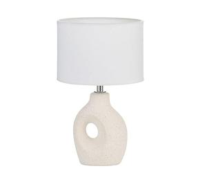 Pauleen 48319 Pure Crush E14 máx. 20 W, color crema, tela mate, cerámica, luminaria de mesita de noche, blanco, beige