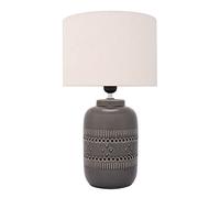 Pauleen Gleaming Beauty Table luminaire 48224 Luminaria de sobremesa, máx. 20 W, Hecha a Mano, Beige, Gris, lámpara mesita de Noche Estilo Boho de Tela, cerámica, E27
