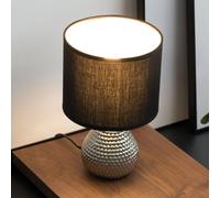 Pauleen Sip of silver 48018 sobremesa máx. 20W E14 Lámpara para mesita de noche plateado y negro cerámica/tela sin bombilla, Table lamp