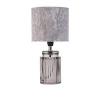 Pauleen Table luminaire 48213 Luminaria de sobremesa Classy Velvet máx. 20 W, Gris, Vidrio Ahumado, lámpara mesita de Noche Estilo glamuroso, Terciopelo, Cristal, E14