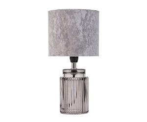 Pauleen Table luminaire 48213 Luminaria de sobremesa Classy Velvet máx. 20 W, Gris, Vidrio Ahumado, lámpara mesita de Noche Estilo glamuroso, Terciopelo, Cristal, E14
