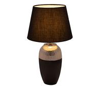 Pauleen Table luminaire 48226 Luminaria de sobremesa Midnight Beauty máx. 20 W Hecha a Mano, Negro/Plateado, lámpara para mesita Estilo glamuroso, Tela, cerámica, E27