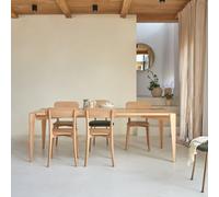 Paulin - Mesa de comedor de fresno-olivo macizo francés para 6-8 personas H 75 x B 220 x T 90 cm