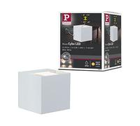 Paulmann 18001 Aplique de superficie, pared de casa, luz de orientación LED Cybo, lámpara cuadrada 2x3 W, color blanco, 80x80 mm, exterior, IP65 protección contra chorros de agua, acentos luminosos