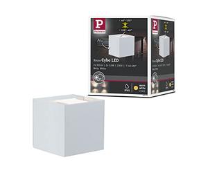 Paulmann 18001 Aplique de superficie, pared de casa, luz de orientación LED Cybo, lámpara cuadrada 2x3 W, color blanco, 80x80 mm, exterior, IP65 protección contra chorros de agua, acentos luminosos
