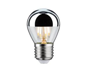 Paulmann 28668 lámpara LED filamento gota 4,8 vatios bombilla cúpula espejo plata 2700 K blanco cálido regulable E27
