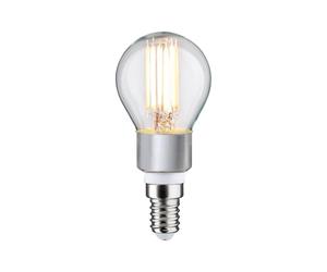 Paulmann 28778 Lámpara LED filamento, gota, 5 W, Dim to warm, regulable, fuente de luz, claro, dorado hasta blanco cálido 1800-3000 K E14