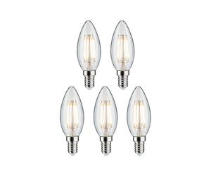 Paulmann 29094 LED de filamentos 230V vela E14 paquete de 5 uds. 5x4,8W 5x470lm 35mm cristal claro 2700K - blanco cálido