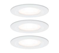 Paulmann 3 focos Nova redondo, IP44, atenuable, blanco