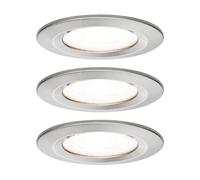 Paulmann 3 focos Nova redondo, IP44, atenuable, hierro