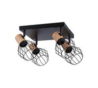 Paulmann 66769 Foco Lanke 4 llamas máx. 4x20W, luminaria de techo, negro/madera, Spot, metal, E14