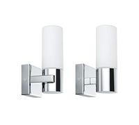 Paulmann 70354 Apliques Gemini, focos de pared IP44 sin fuente de luz, casquillo E14, máx. 2x20 W, luz para pasillo, paquete de 2, iluminación mural, cromo, satinado, metal, cristal