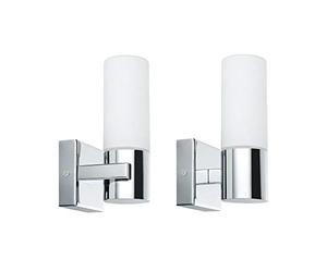 Paulmann 70354 Apliques Gemini, focos de pared IP44 sin fuente de luz, casquillo E14, máx. 2x20 W, luz para pasillo, paquete de 2, iluminación mural, cromo, satinado, metal, cristal