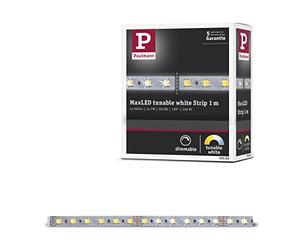 Paulmann 70566 Strip LED SmartHome MaxLED Tunable White incl. tira de luz 1x6,2 W, regulable, plateado, cinta de luz, plástico, cinta de LED 3000 K