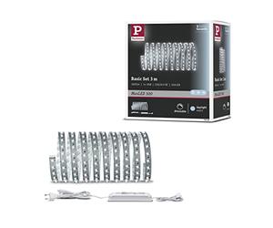 Paulmann 70580 Strip LED MaxLED 500 juego básico incl. tira de luz 1x17 W, regulable, plateado, cinta de luz, metal, cinta de LED 6500 K
