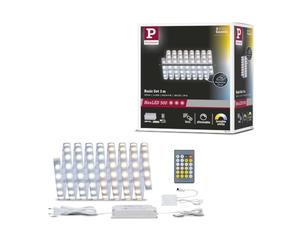 Paulmann 70624 Strip LED MaxLED 500 juego básico blanco ajustable 3m 20W 230/24V 36VA plateado 70624 tira de luces LED, cinta de luz, tubo luminoso