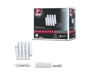 Paulmann 70671 Strip LED MaxLED 1000 juego básico incl. tira de luz 1x17 W, regulable, plateado, cinta de luz, plástico, cinta de LED 6500 K