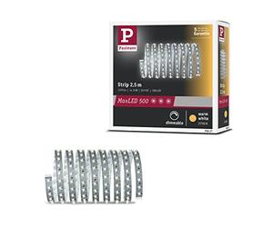 Paulmann 70827 Strip LED MaxLED 500 incl. tira de luz 1x16 W, regulable, plateado, cinta de luz, plástico, cinta de LED 2700 K