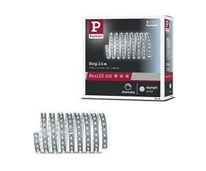 Paulmann 70828 Strip LED MaxLED 500 incl. tira de luz 1x14 W, regulable, plateado, cinta de luz, plástico, cinta de LED 6500 K