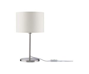 Paulmann 70923 Luminaria de sobremesa Tessa redonda máx. 40 W, lámpara mesita de noche, crema, crema, acero mate, luminaria sobremesa, metal, tela E14